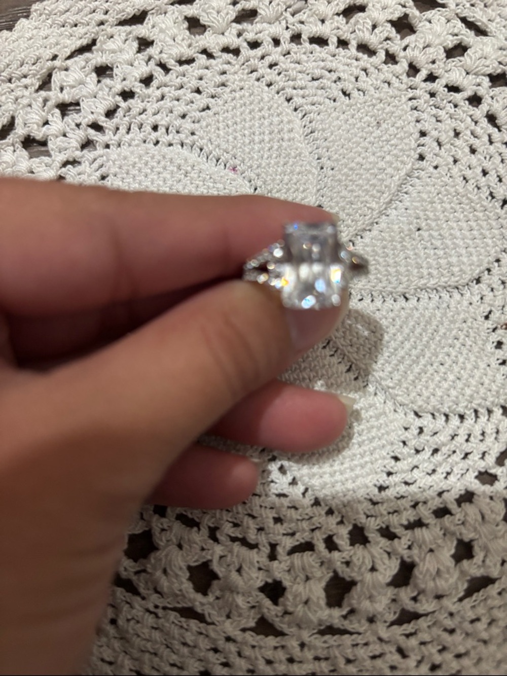 Silver-Tone Sparkling Statement Ring